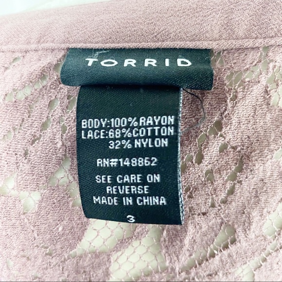 Torrid Lace Inset Purple Button Down Empire Top - Picture 6 of 6